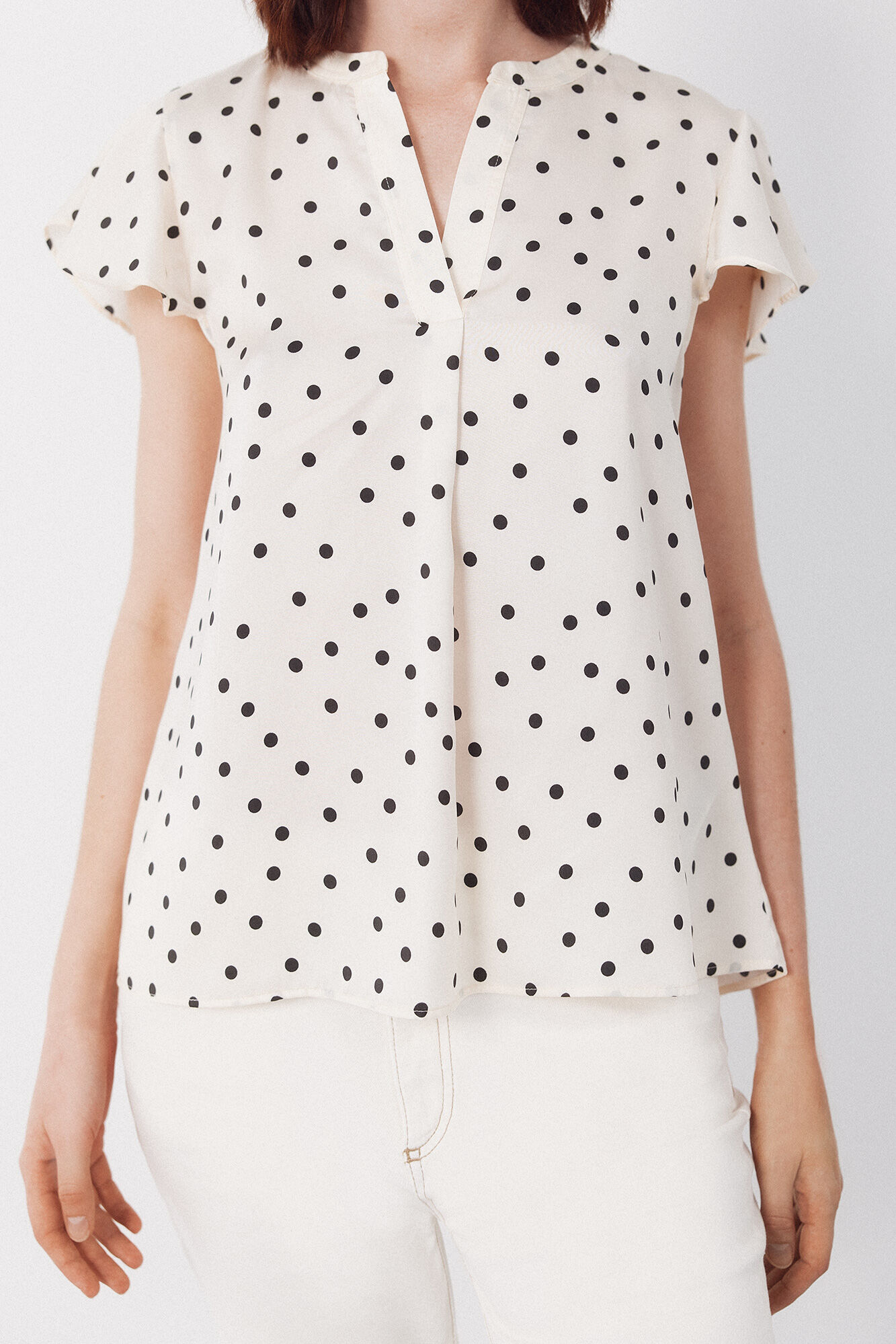 Cortefiel Blusa fluida de manga de vuelo Multicolor