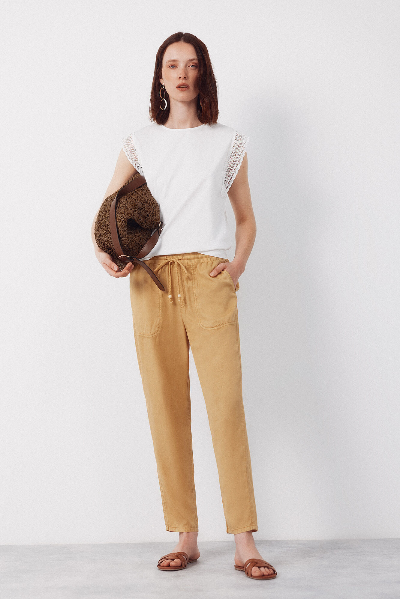 Cortefiel Pantalones fluidos de tencel
