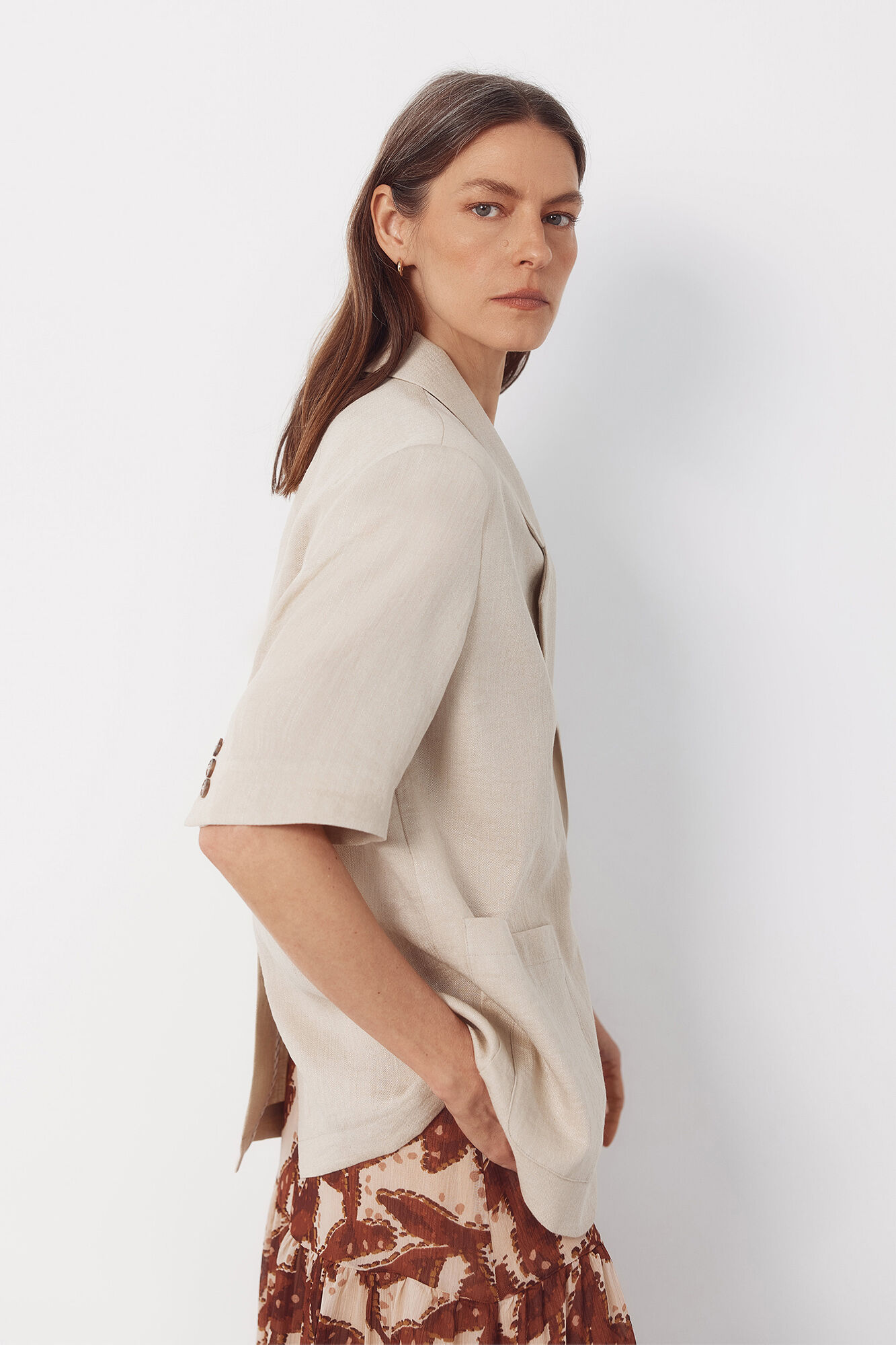 Cortefiel Blazer manga corta Beige