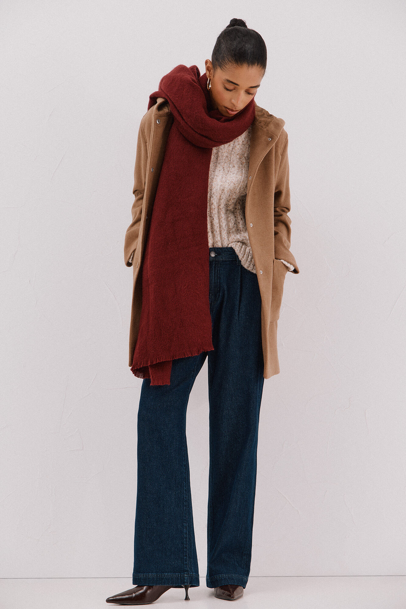 Cortefiel Abrigo de pa&ntilde;o con capucha