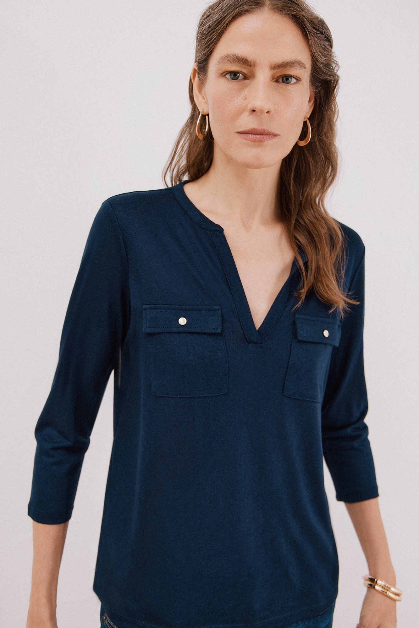 Cortefiel Playera cuello mao efecto lino