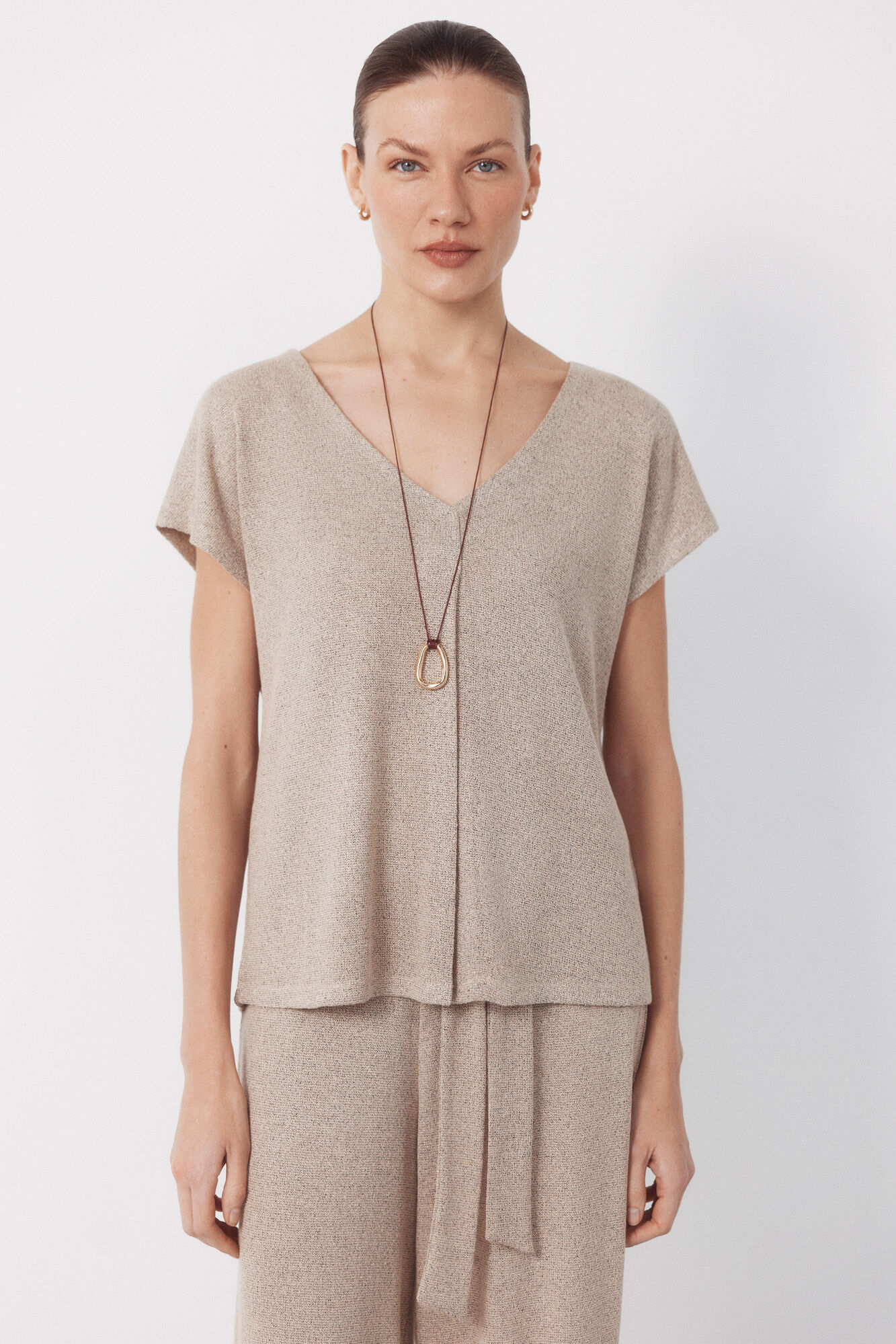 Cortefiel Camiseta aspecto r&uacute;stico Beige