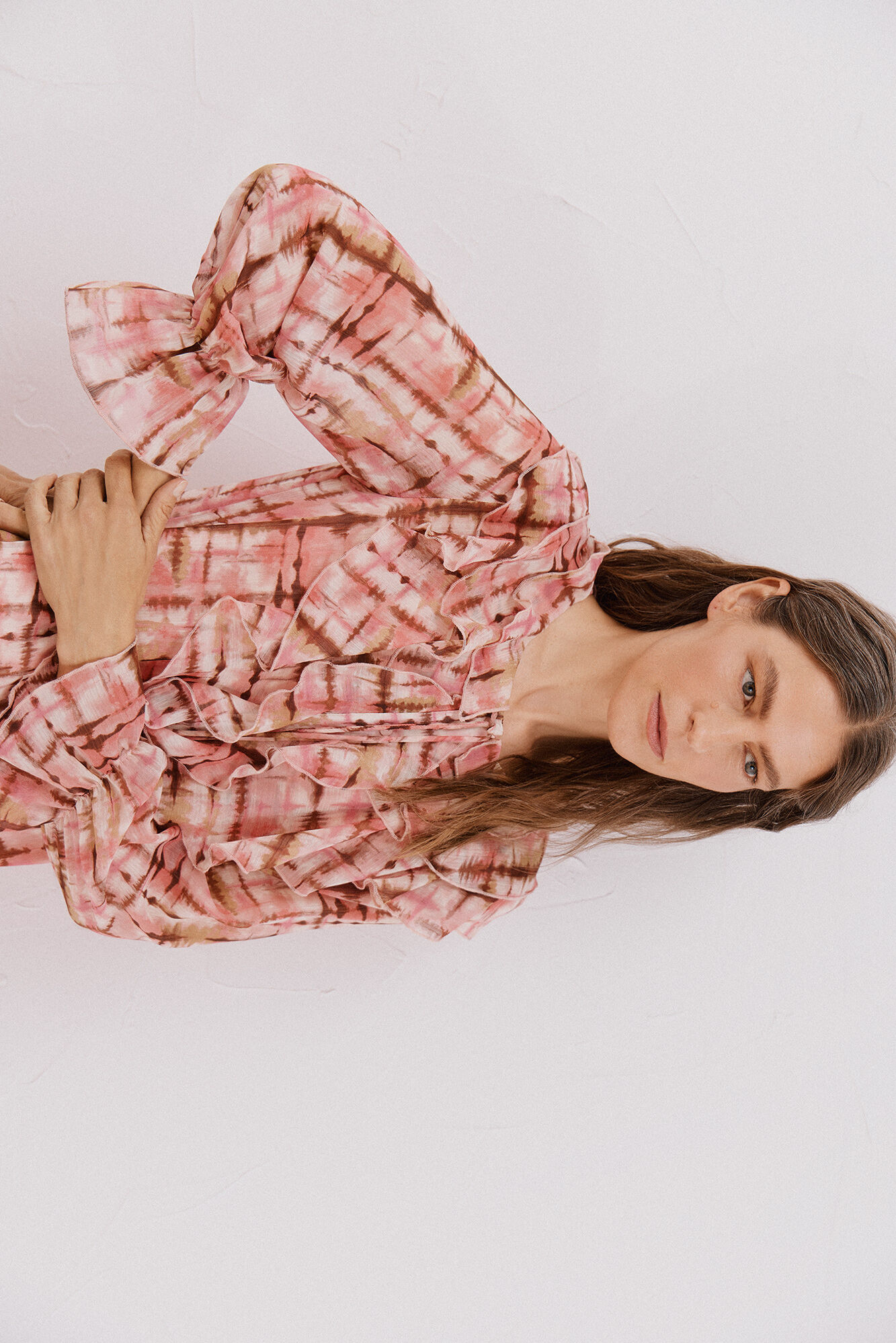 Cortefiel Vestido fluido con volantes Multicolor