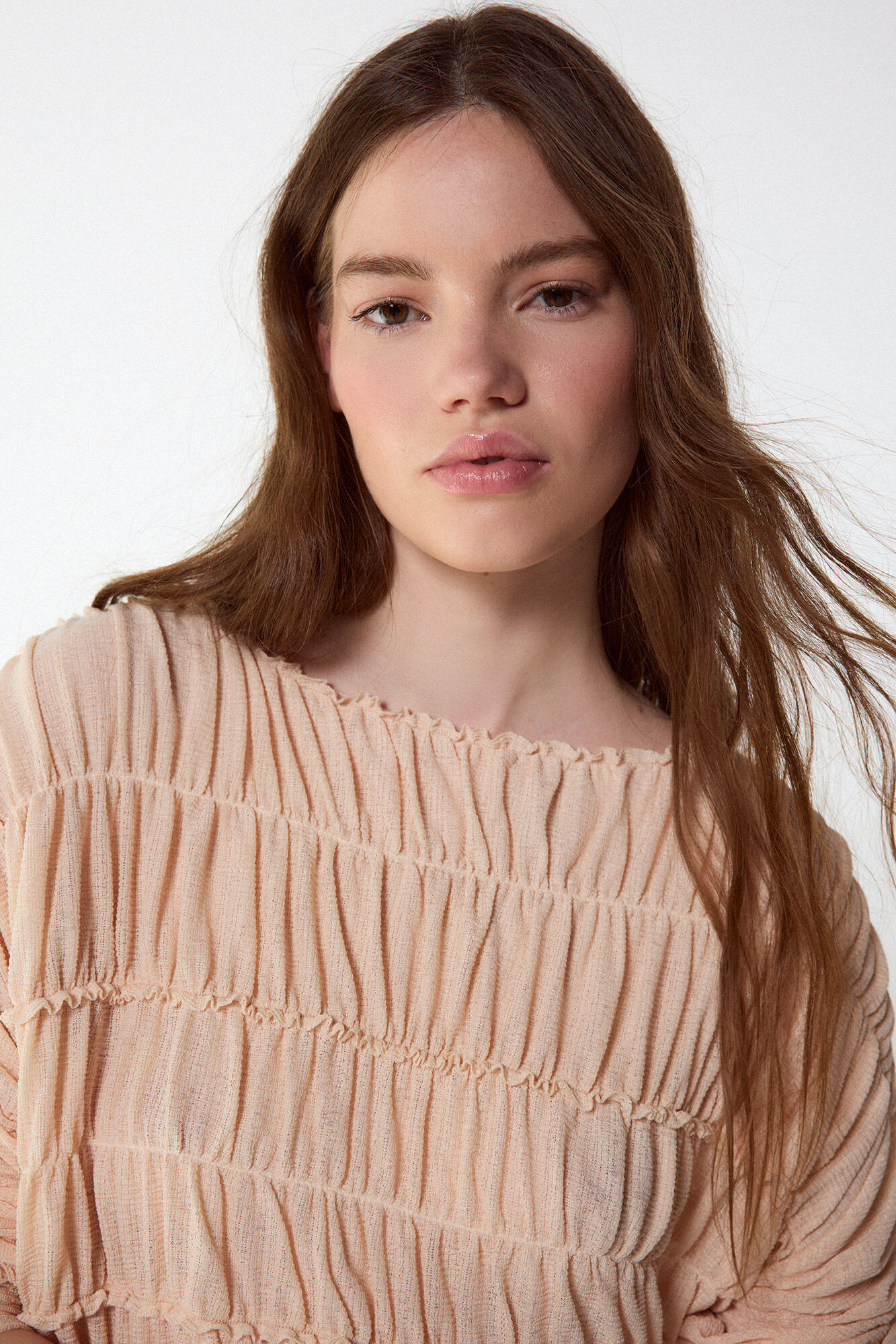 Slowlove Top con frunces Naranja