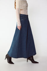 Slowlove Falda Larga Vaquera Azul