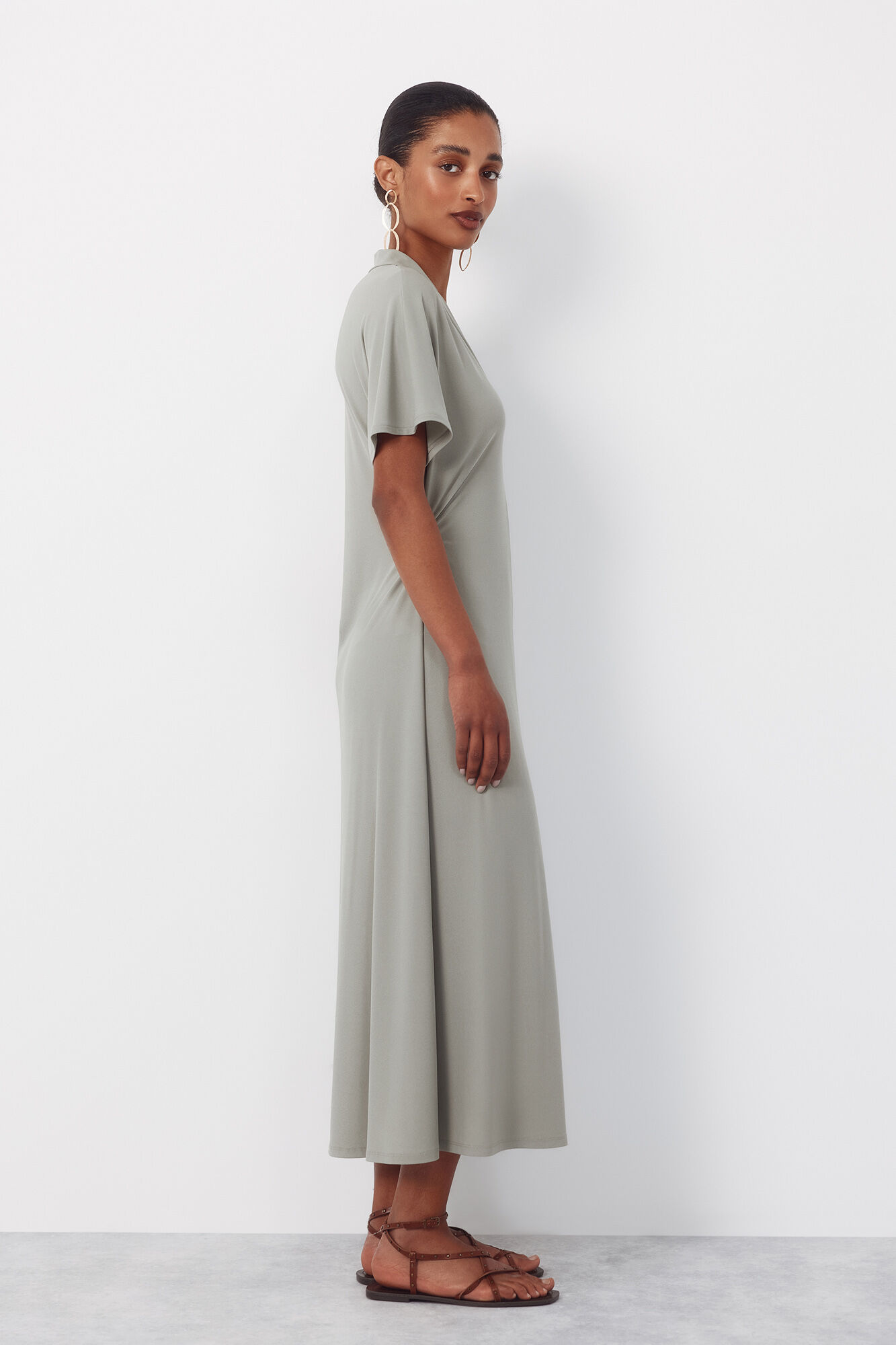 Cortefiel Vestido estampado Kaki