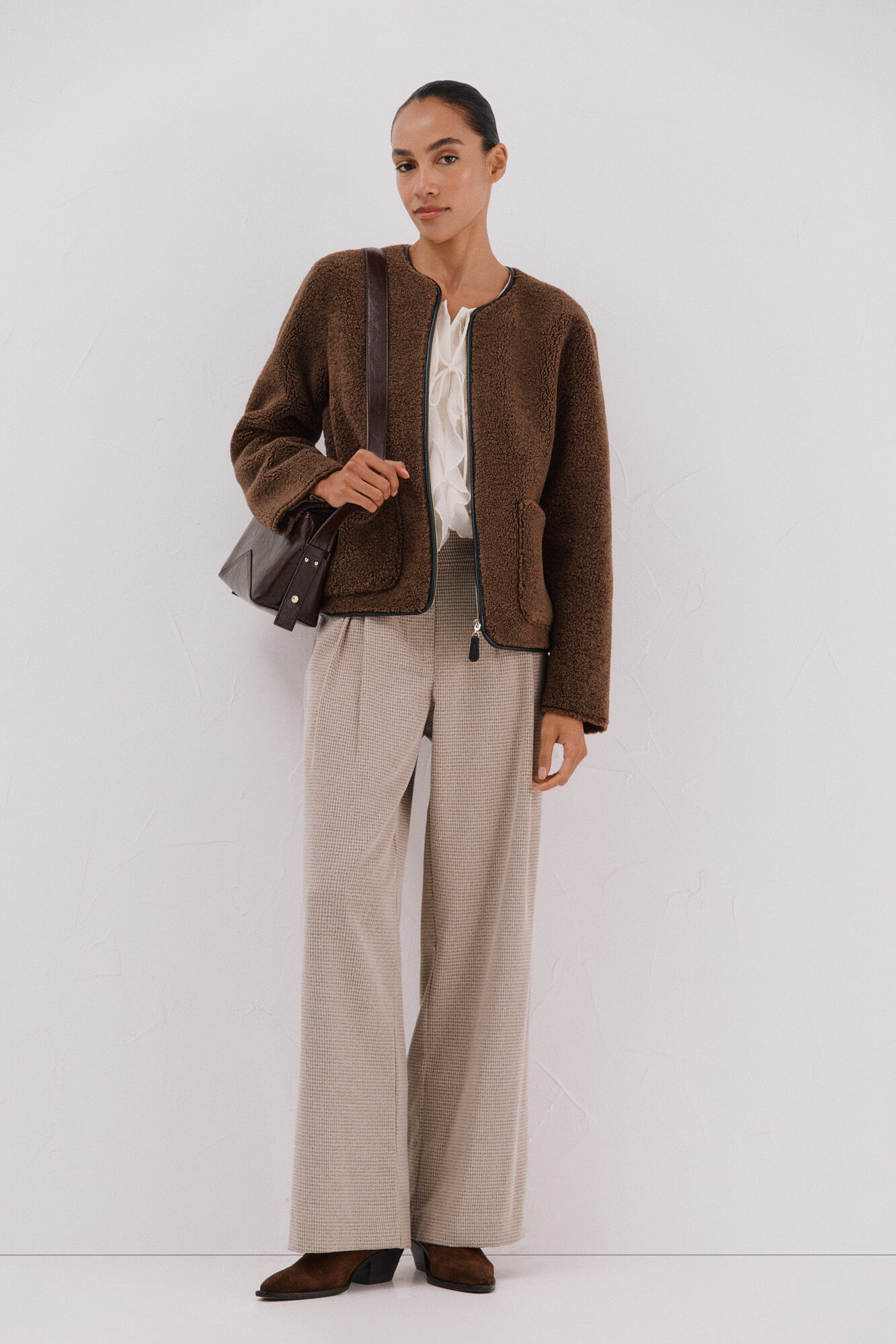 Cortefiel Chamarra doble vista Marr&oacute;n oscuro