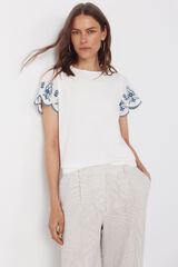 Cortefiel Playera bordada manga Azul
