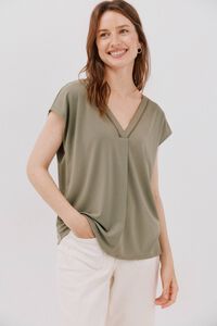 Cortefiel Playera pico con detalle puntilla