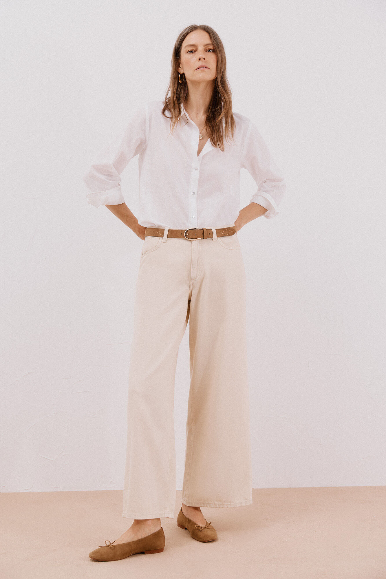 Cortefiel Jeans long palazzo  Marfil