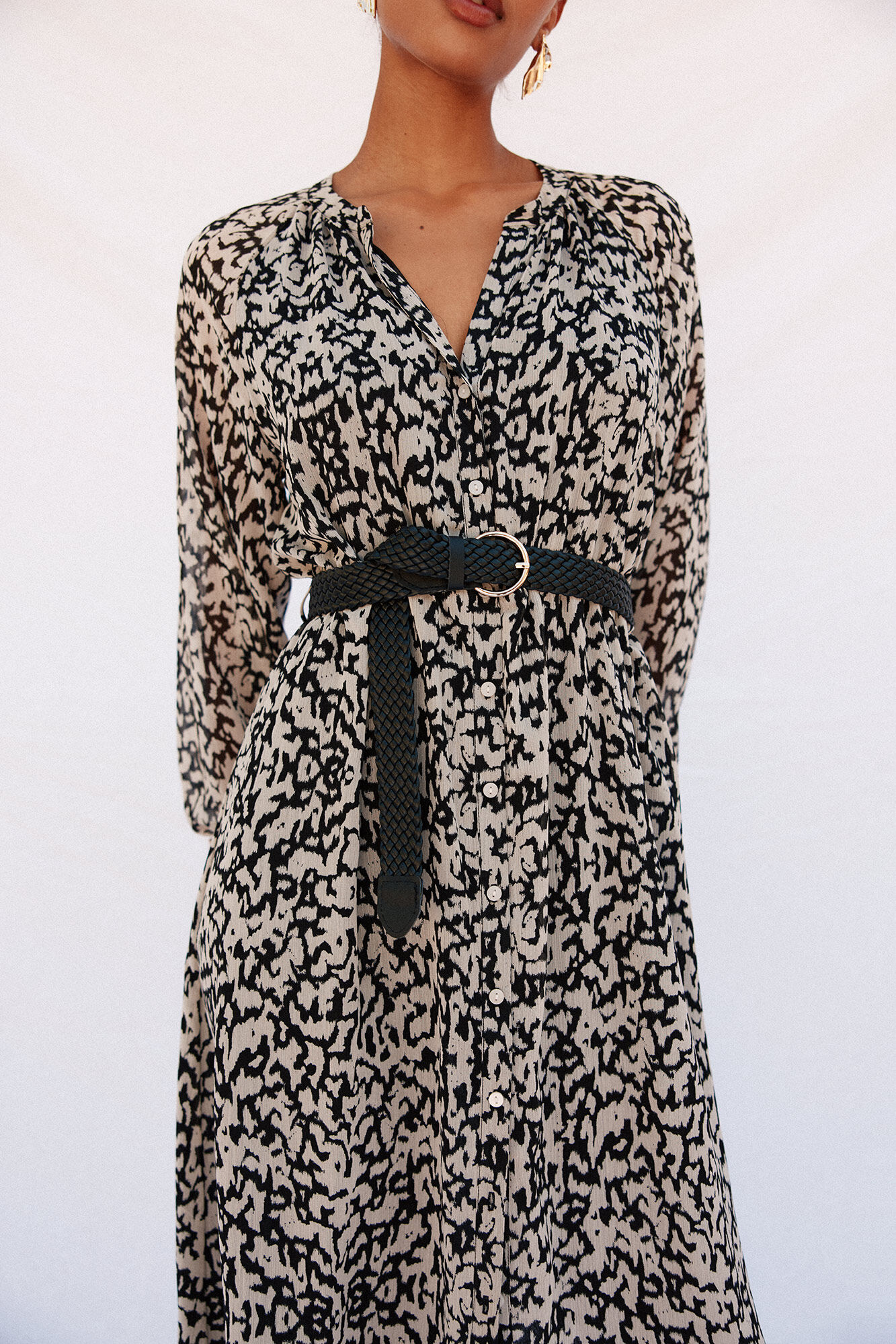 Cortefiel Vestido estampado de cuello solapa Multicolor