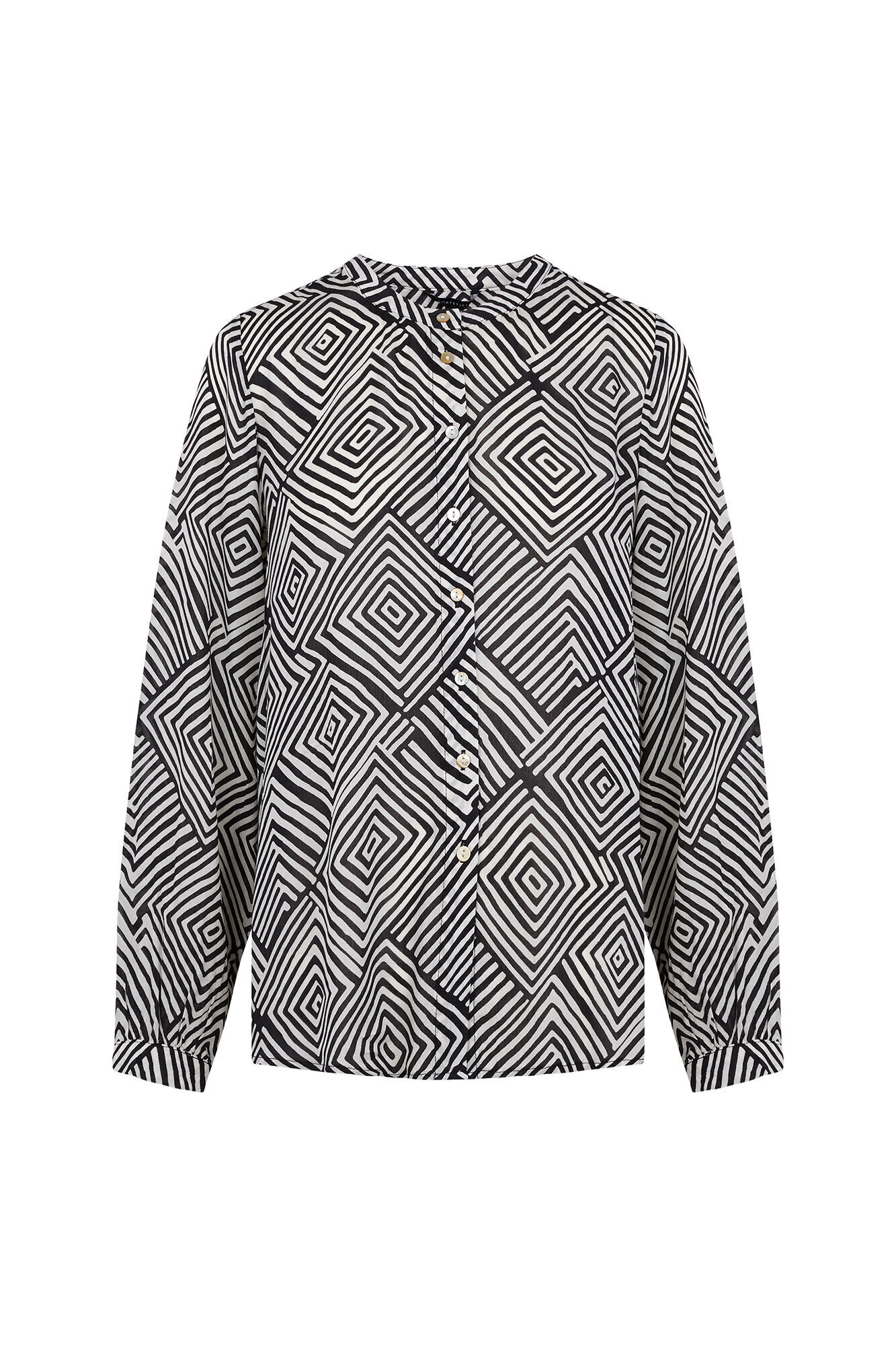 Cortefiel Blusa cuello redondo Estampado blanco