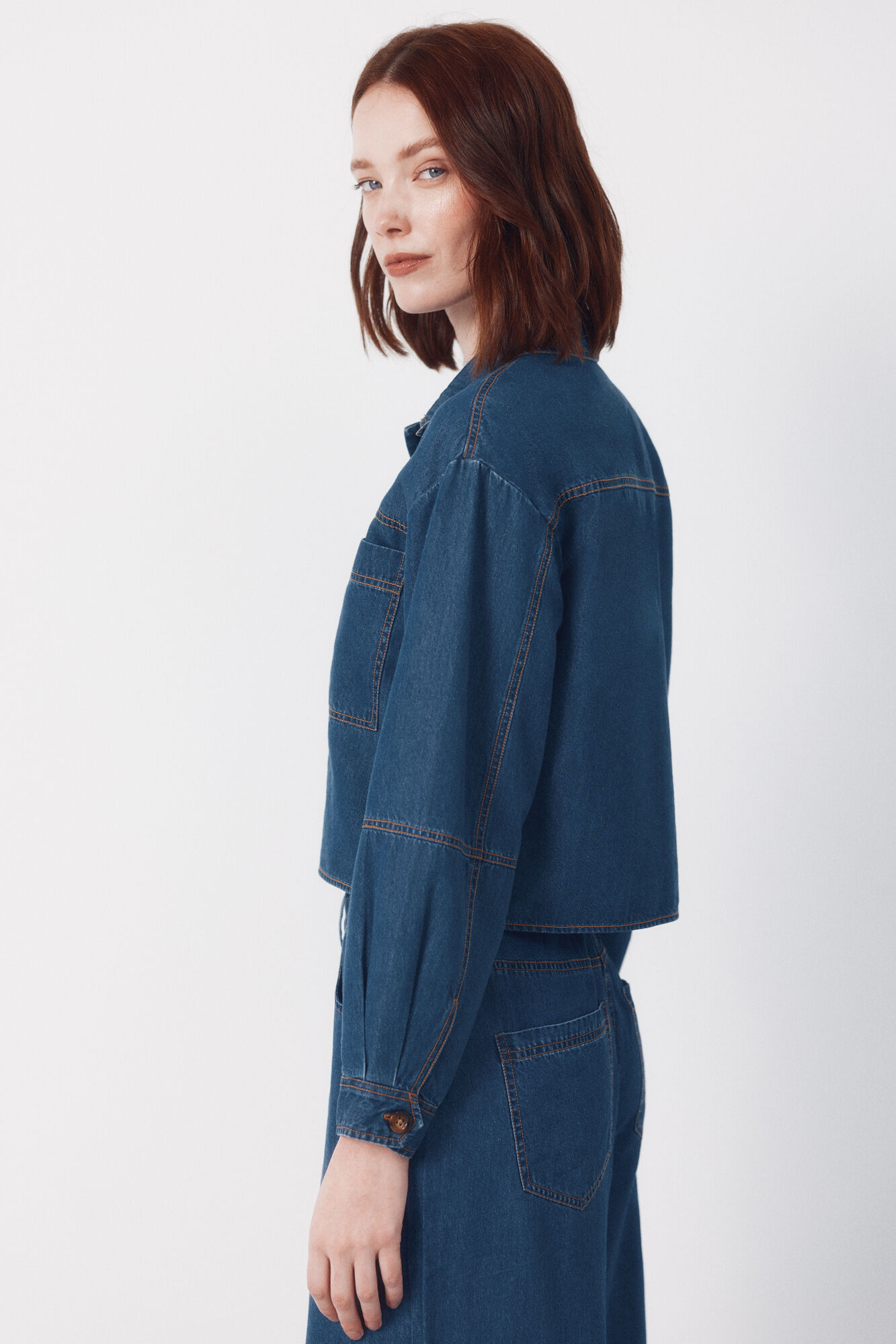 Cortefiel Camisa de mezclilla suave Azul