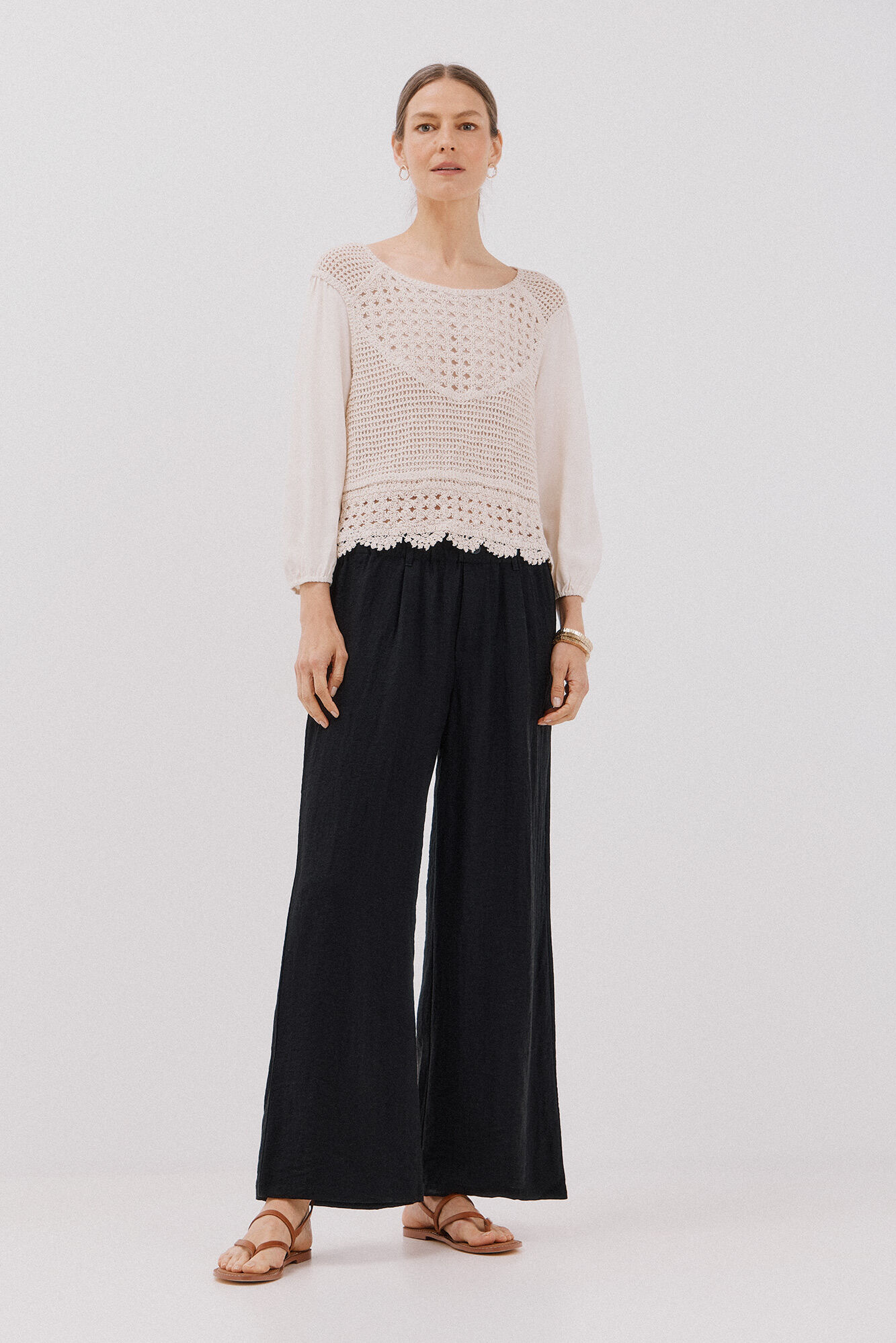 Cortefiel Pantal&oacute;n fluido holgado Negro