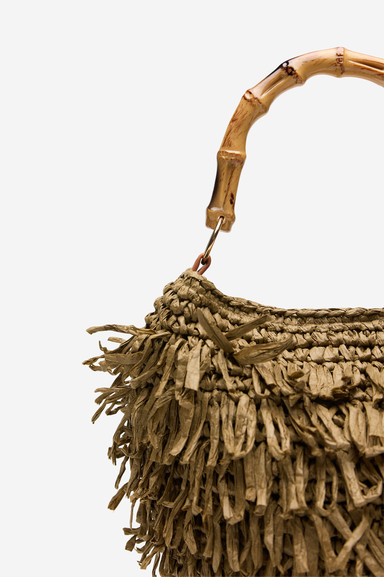 Cortefiel Bolsa de rafia con flecos