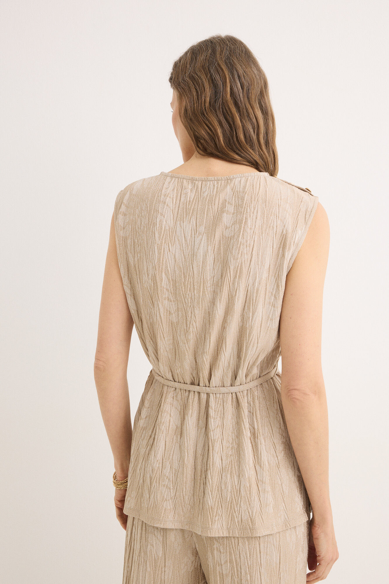 Cortefiel Top jacquard con hebilla Arena