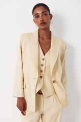Cortefiel Blazer de tejido con lino Amarillo