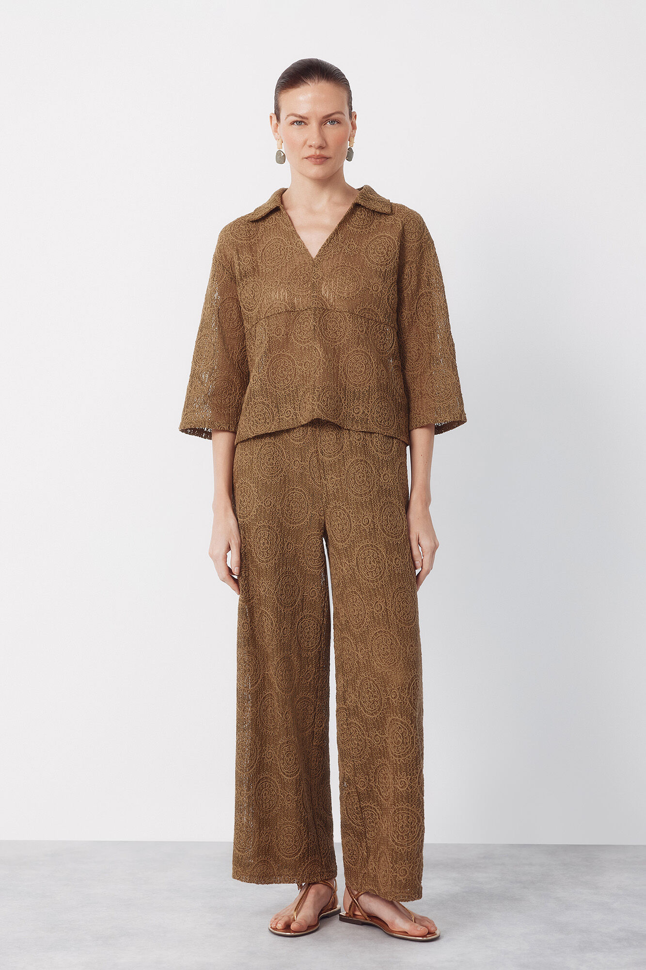 Cortefiel Pantal&oacute;n punto crochet