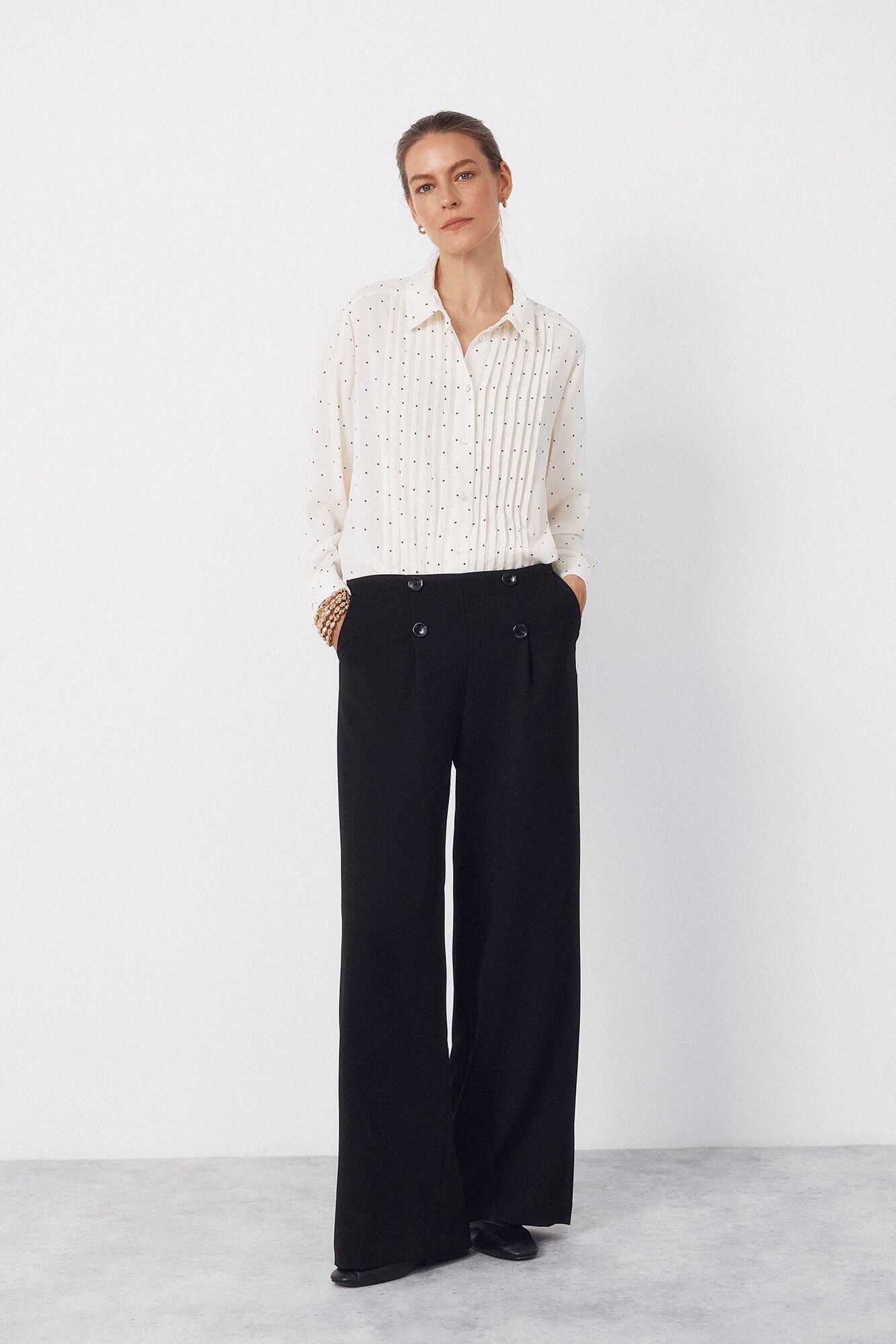 Cortefiel Camisa estampada de tablas Estampado blanco