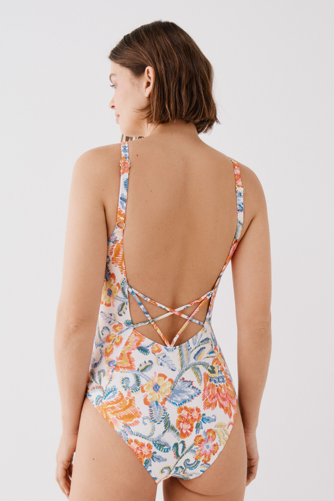 Cortefiel Traje de ba&ntilde;o modelador con argollas Multicolor