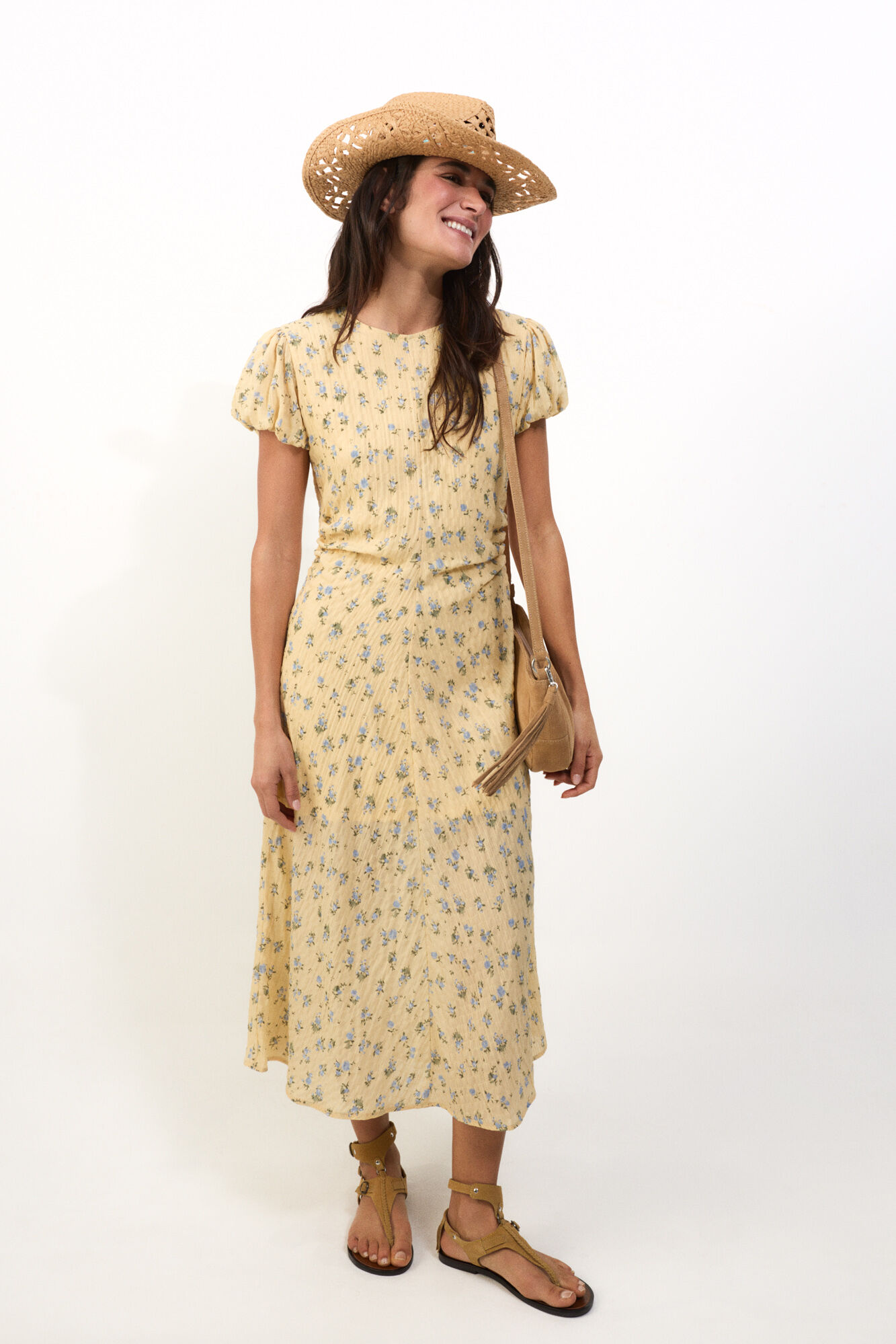 Slowlove Vestido estampado floral Estampado amarillo