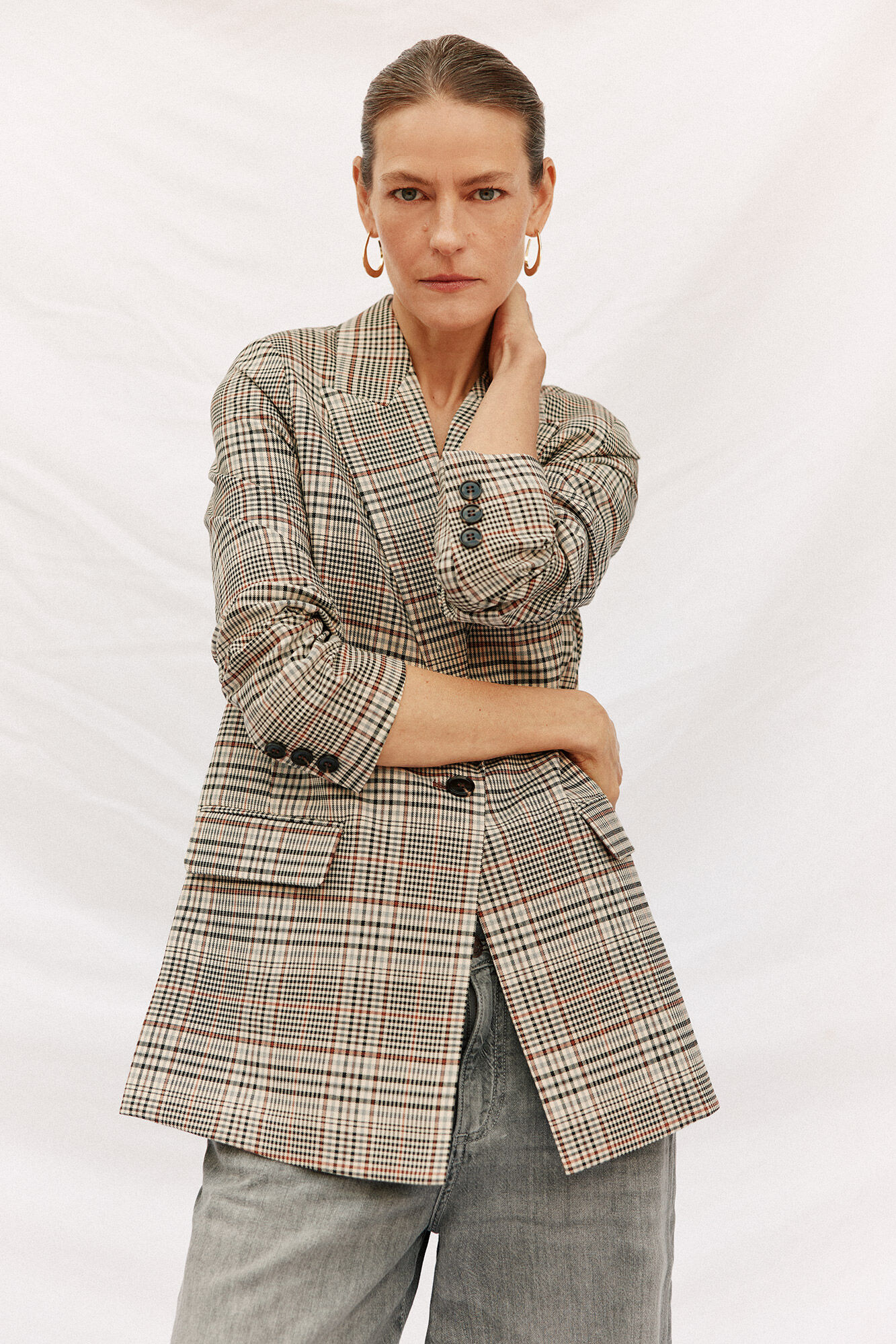 Cortefiel Blazer mujer de tejido a cuadros