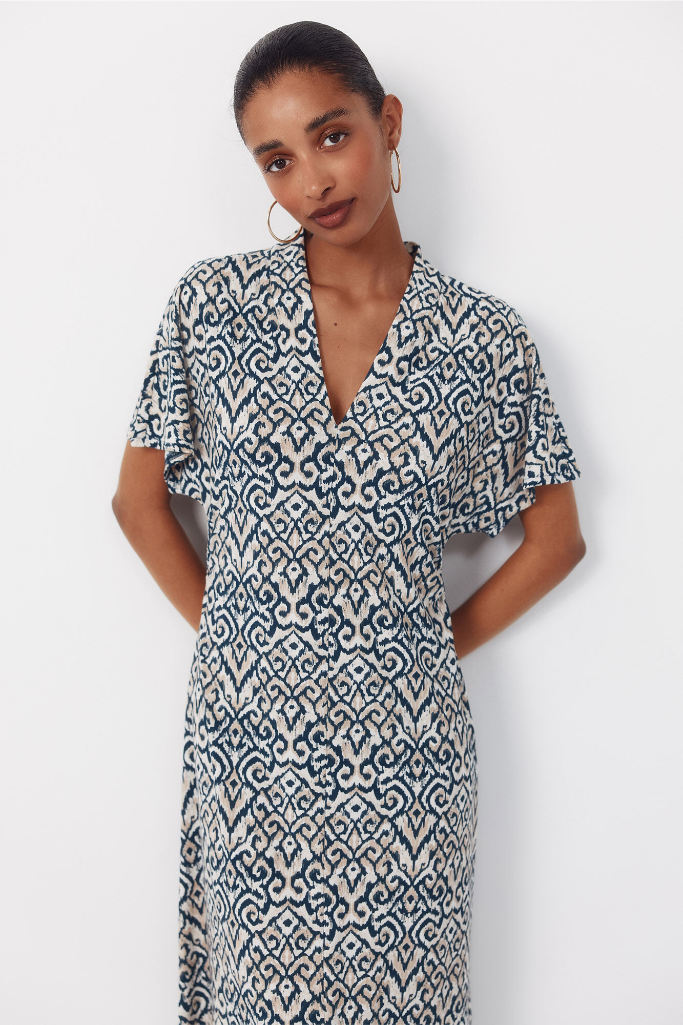 Cortefiel Vestido estampado Estampado beige