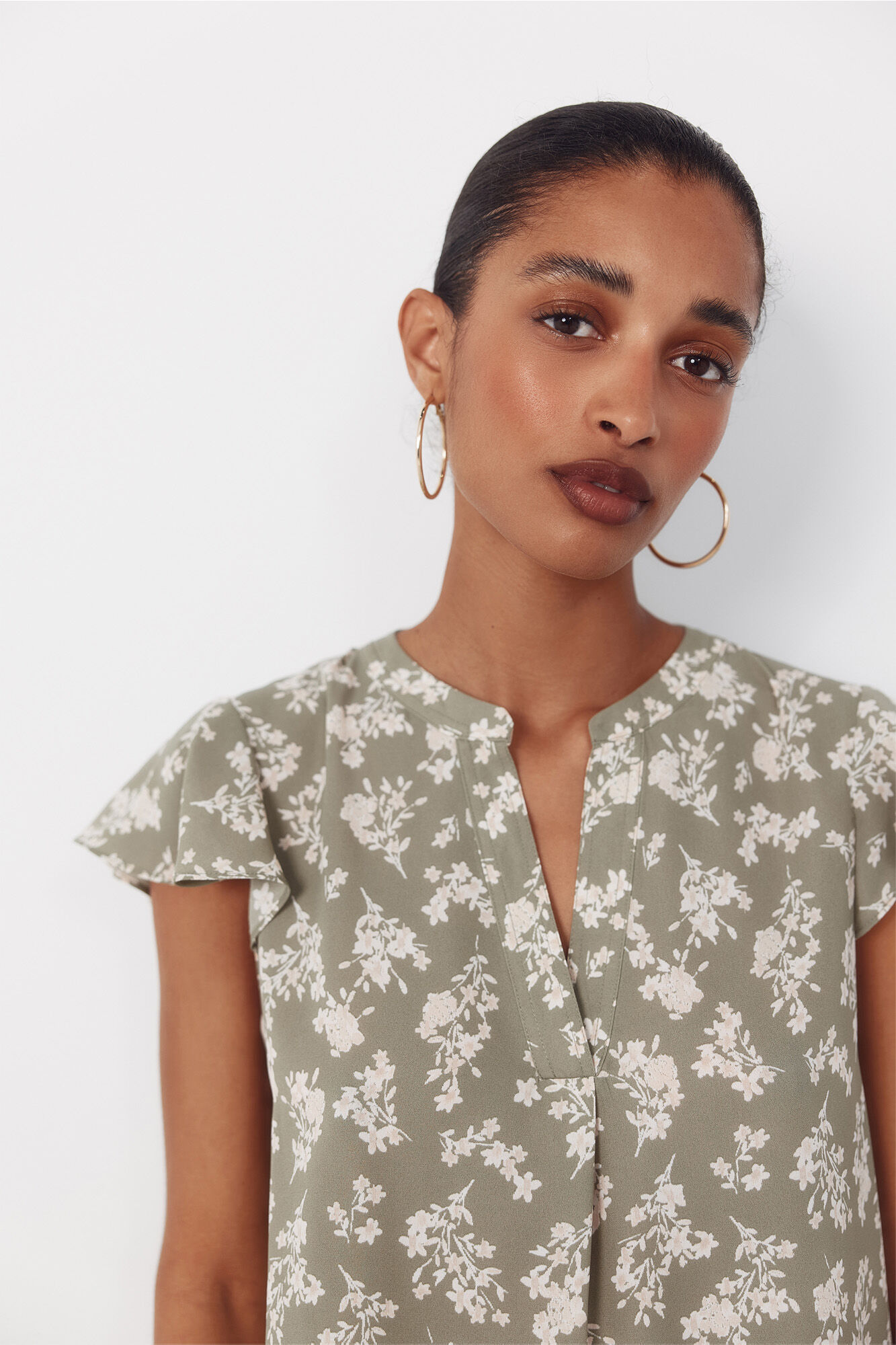 Cortefiel Blusa fluida de manga de vuelo Multicolor