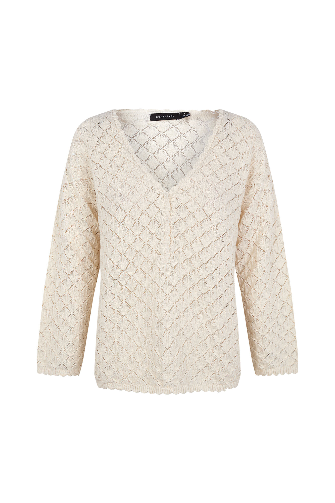 Cortefiel Jersey calados botones Marfil