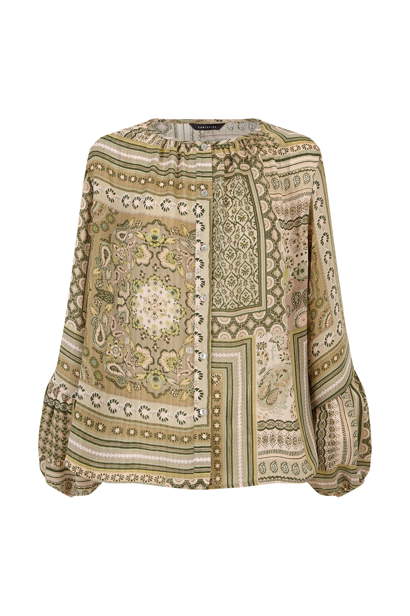 Cortefiel Blusa estampada Kaki