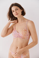 Cortefiel Top con detalle fruncido Estampado rojo