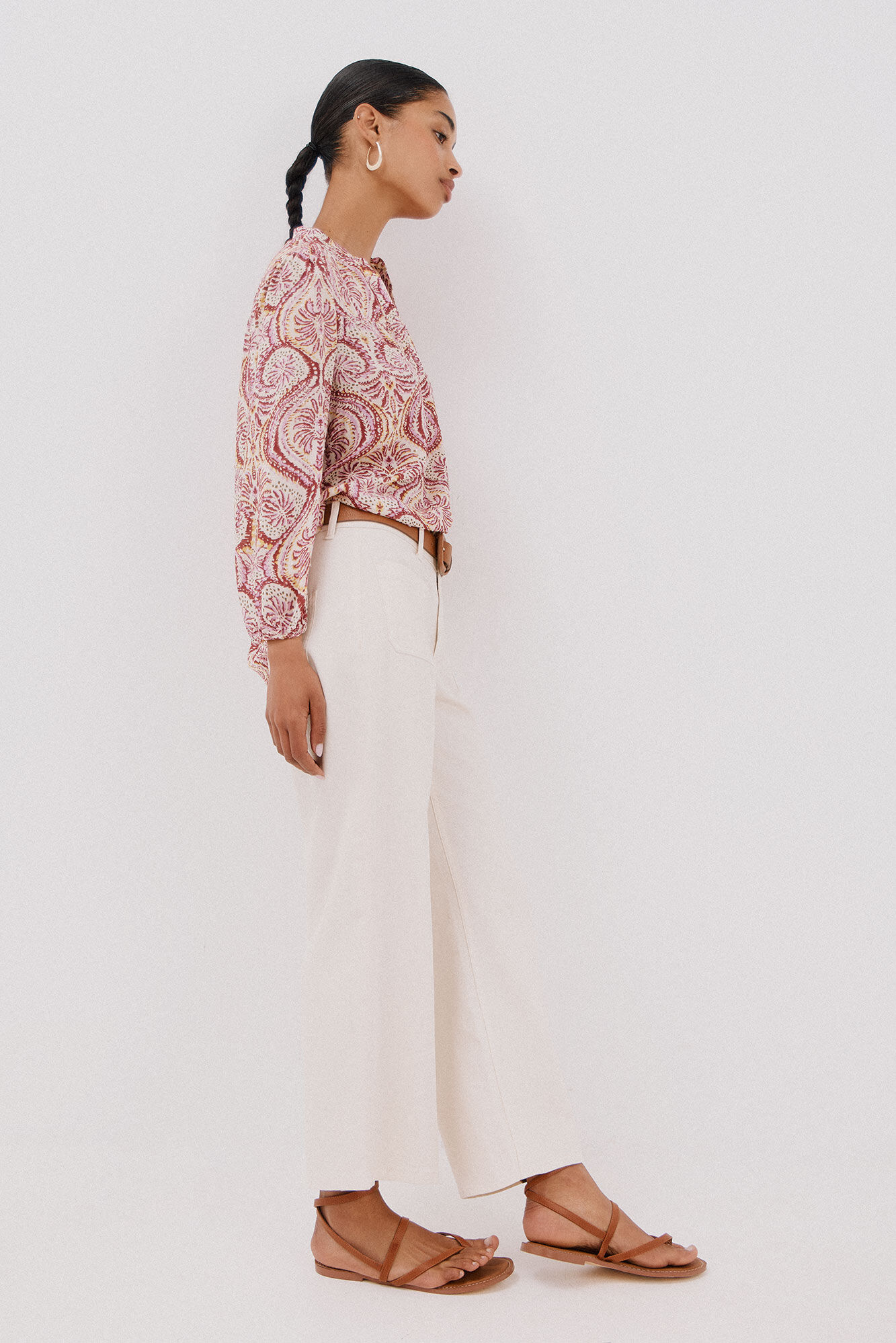 Cortefiel Blusa canes&uacute; delantro Estampado granate