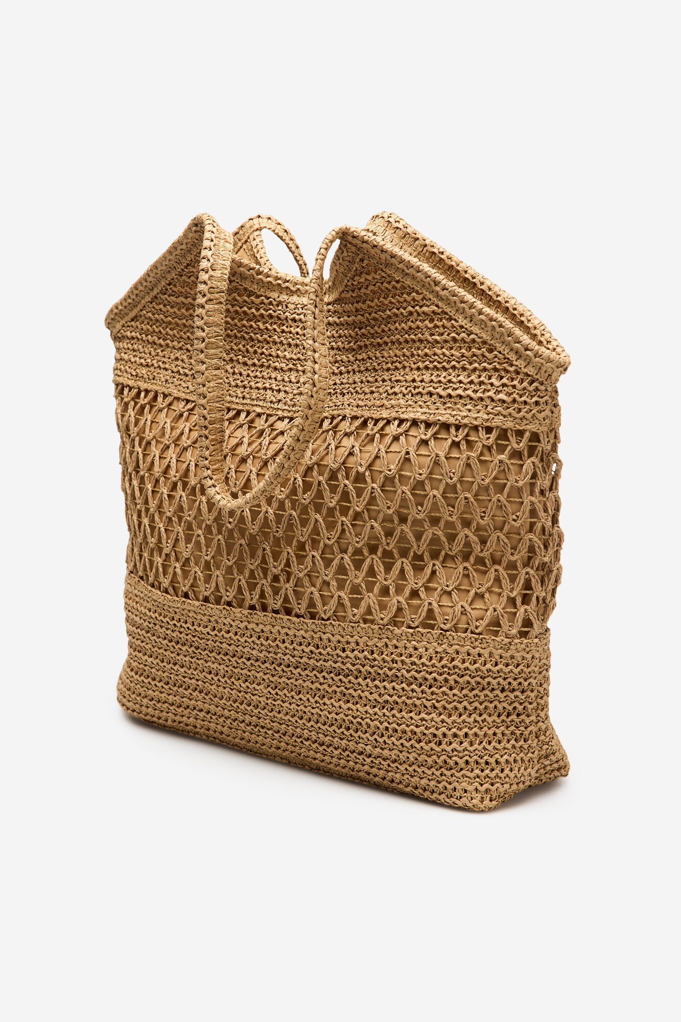 Cortefiel Bolsa tipo tote estampado espigas Marr&oacute;n