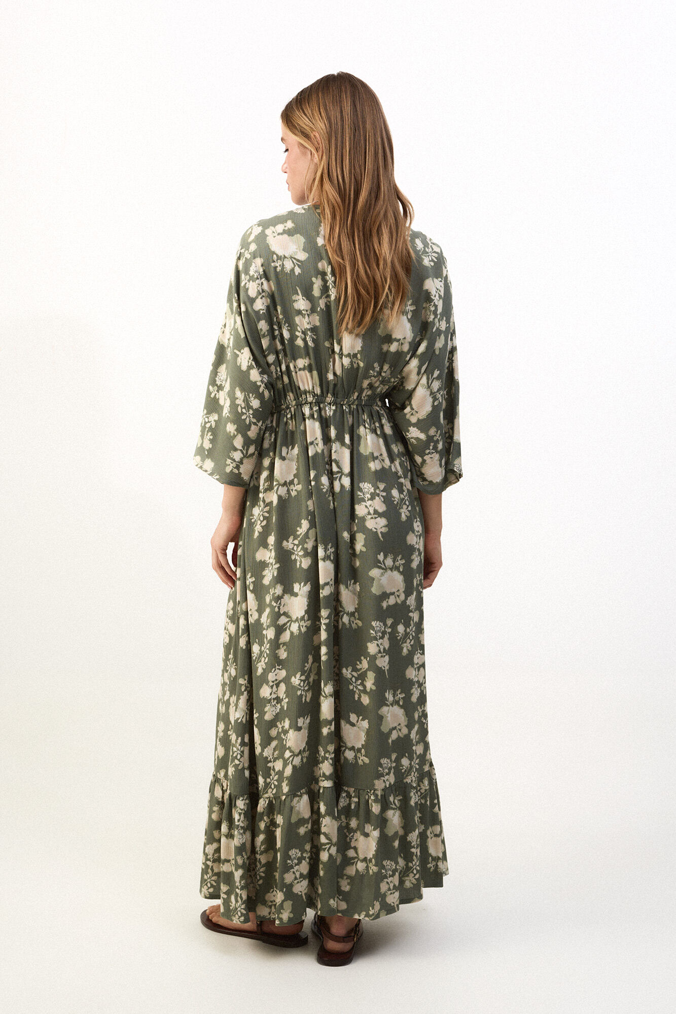 Slowlove Vestido estampado combinado Kaki
