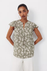 Cortefiel Blusa fluida de manga de vuelo Multicolor