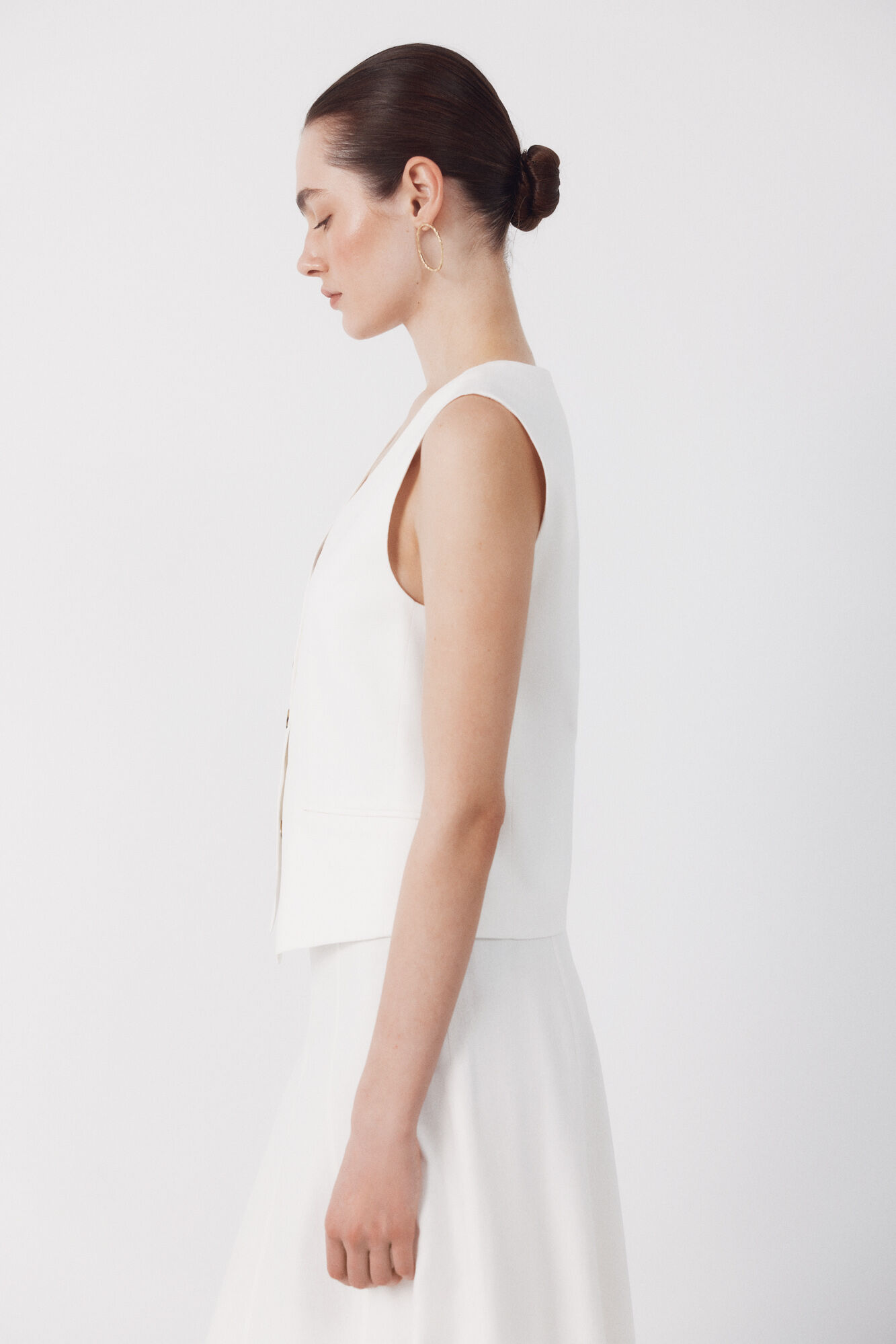 Cortefiel Chaleco sastrero Blanco