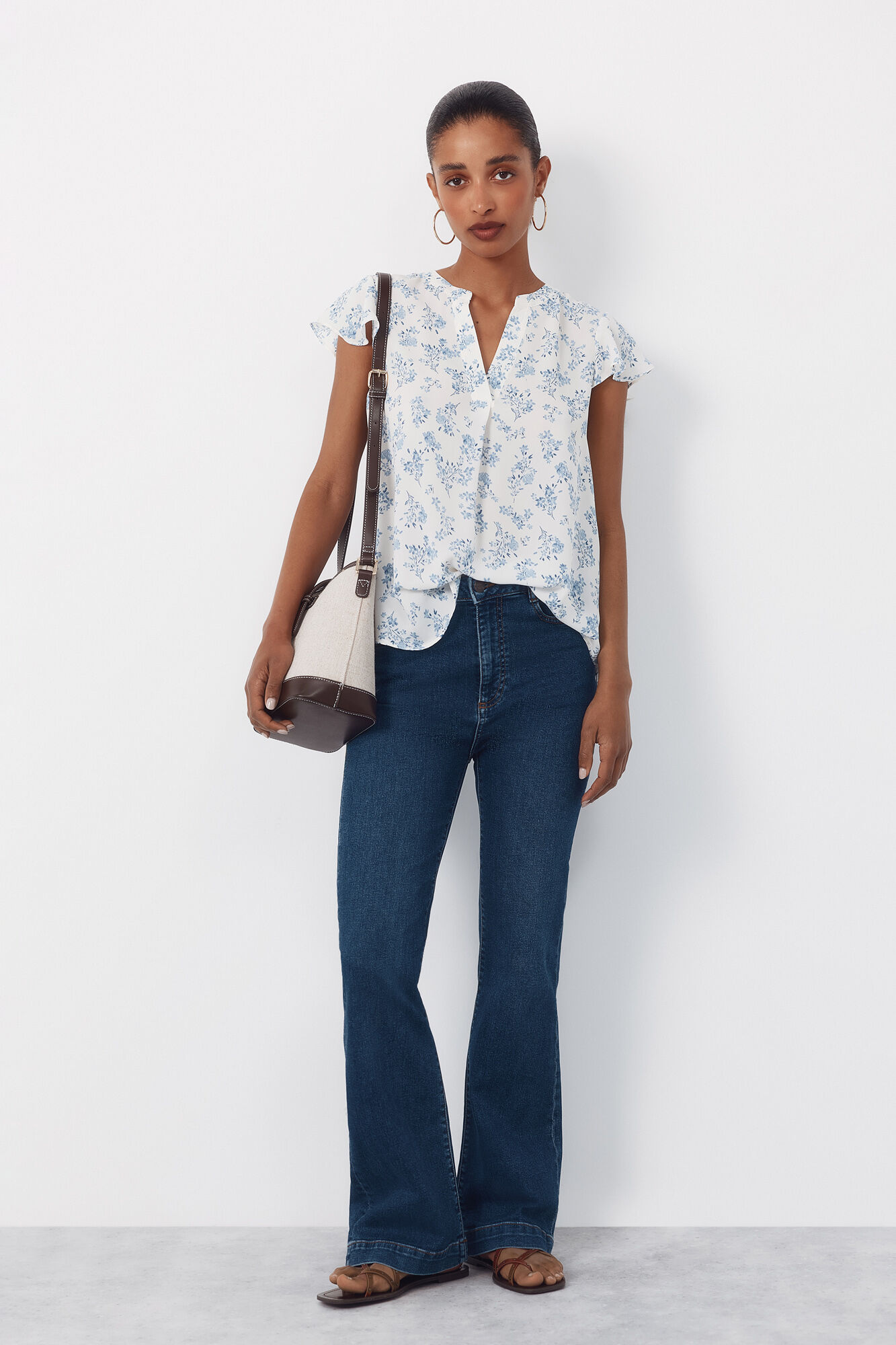 Cortefiel Blusa fluida de manga de vuelo