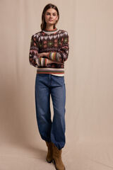 Slowlove Su&eacute;ter de grecas Estampado marr&oacute;n