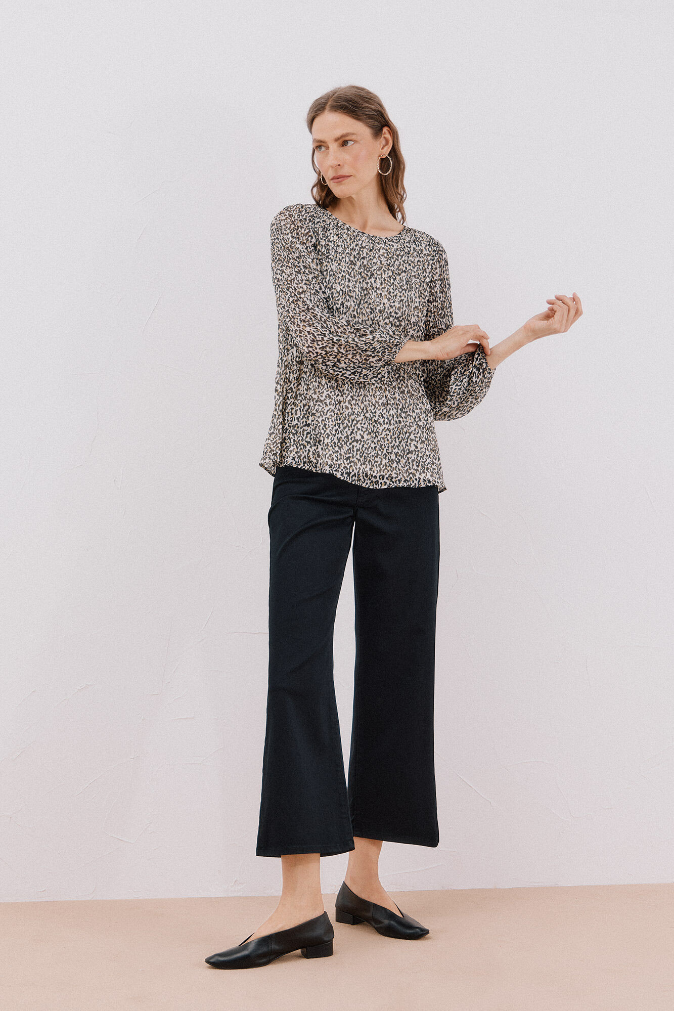 Cortefiel Blusa plisada Estampado blanco