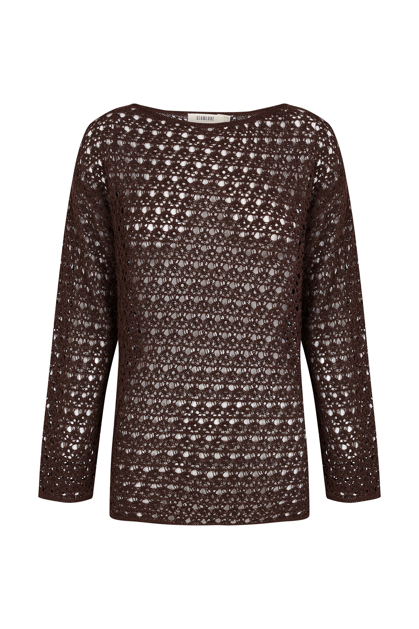 Slowlove Su&eacute;ter de punto calado Marr&oacute;n oscuro