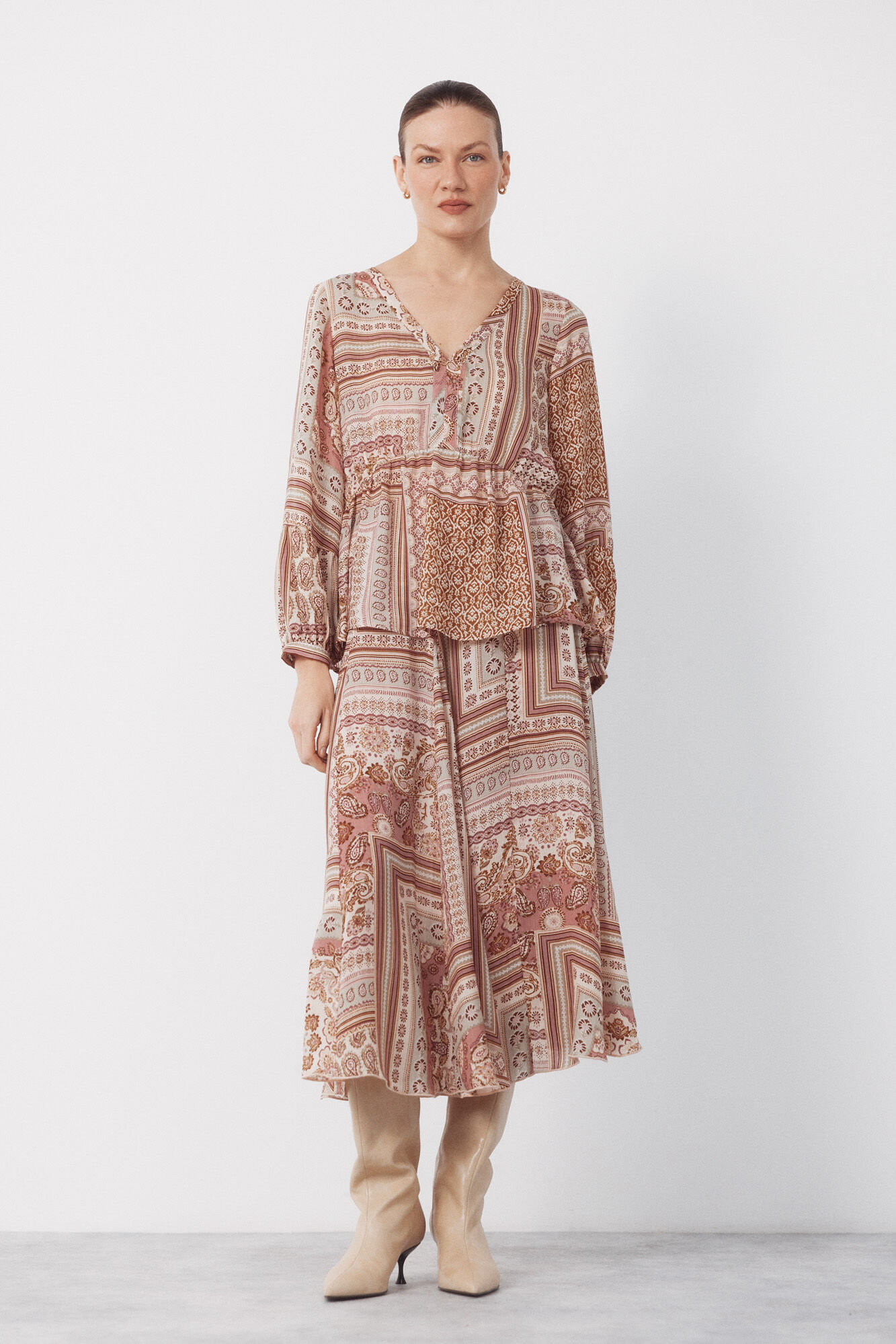 Cortefiel Falda de quillas estampada