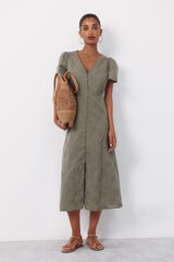 Cortefiel Vestido bordado Kaki