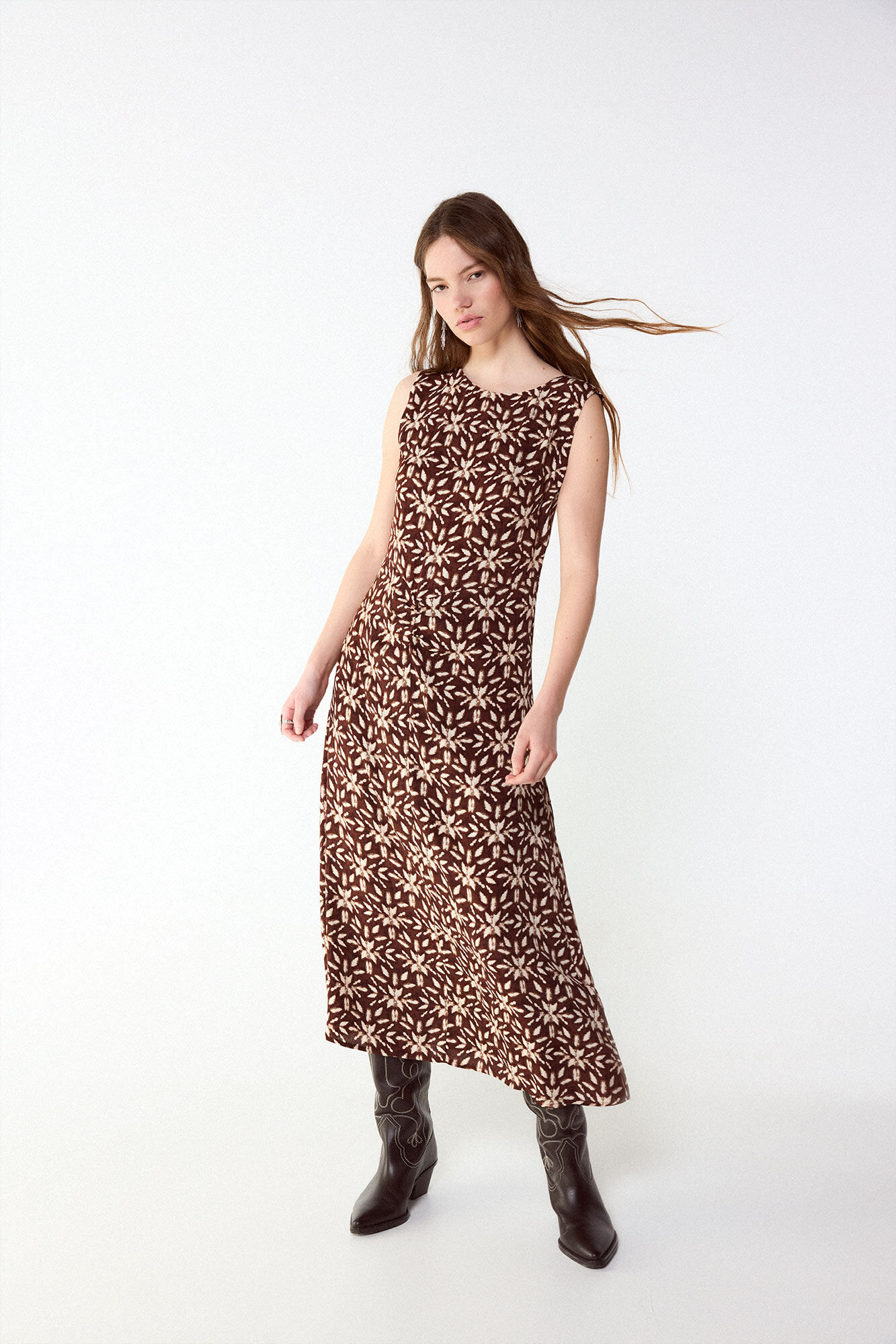 Slowlove Vestido estampado con frunce