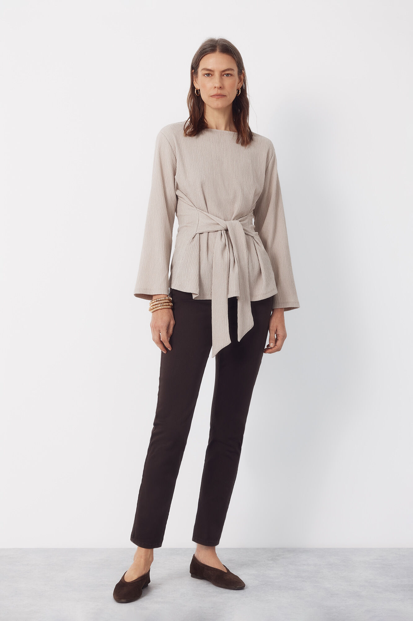 Cortefiel Top con nudo delantero Beige