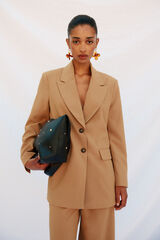 Cortefiel Blazer de cuello solapa Beige