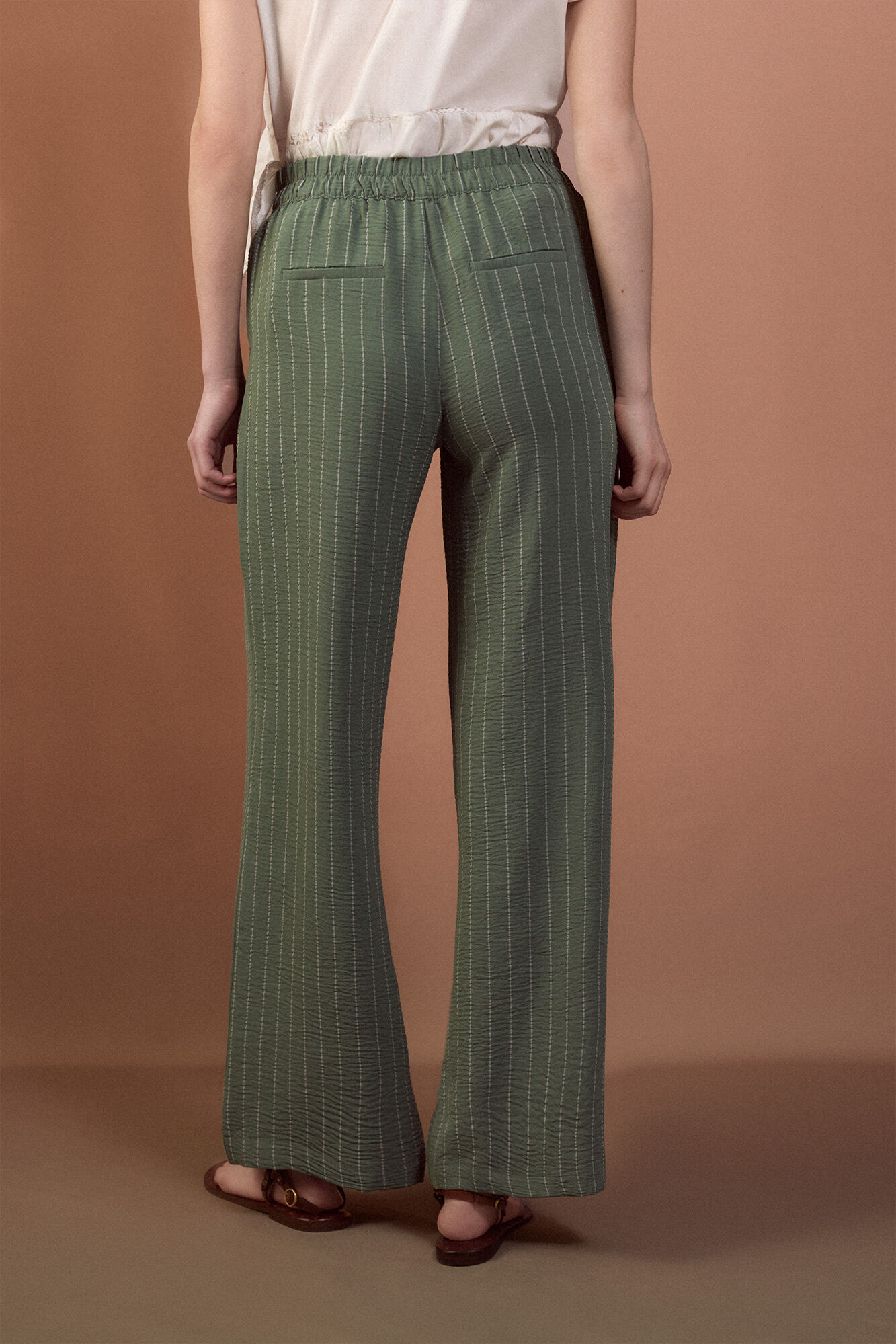 Slowlove Pantal&oacute;n de pata ancha Estampado verde