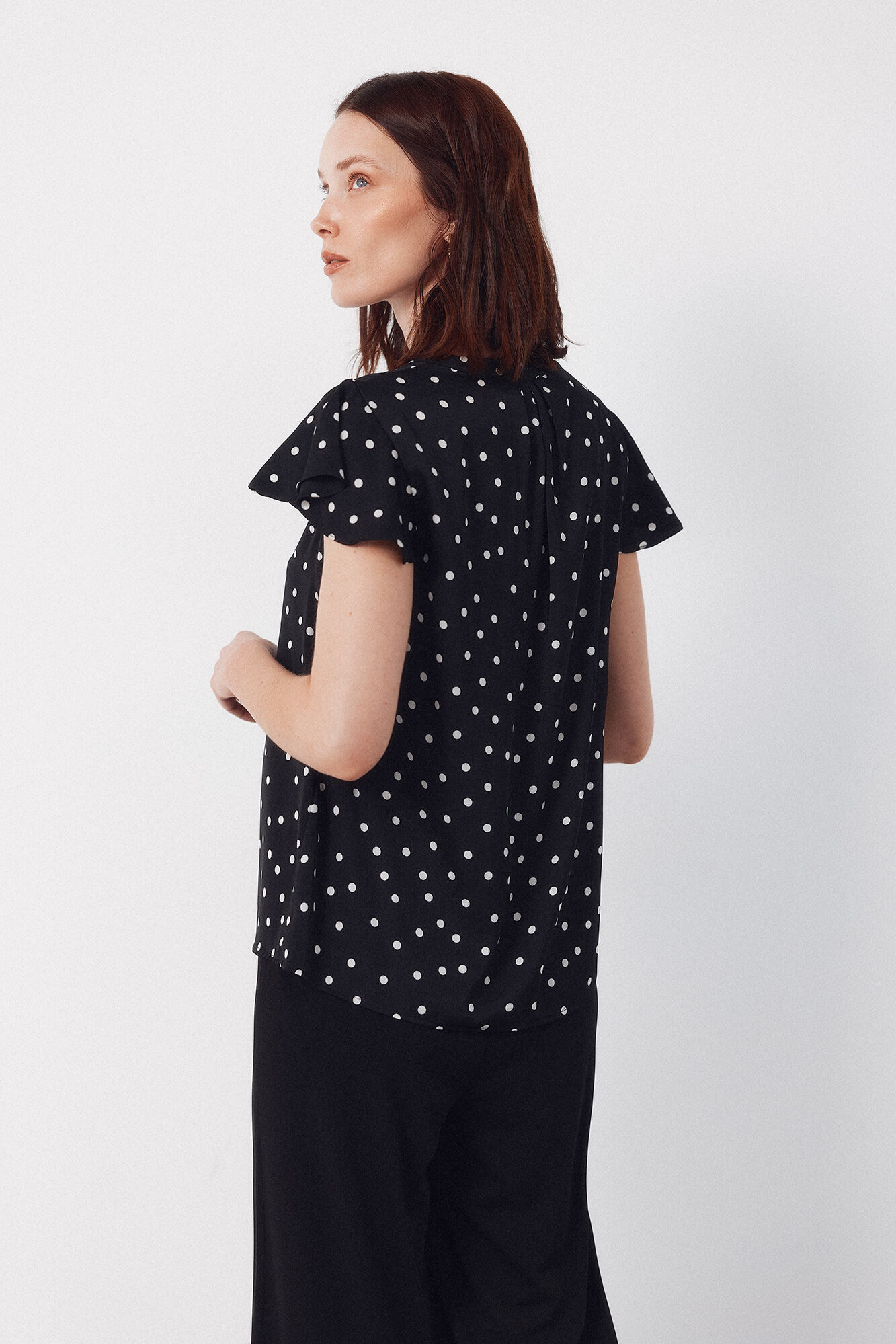 Cortefiel Blusa fluida de manga de vuelo Estampado gris