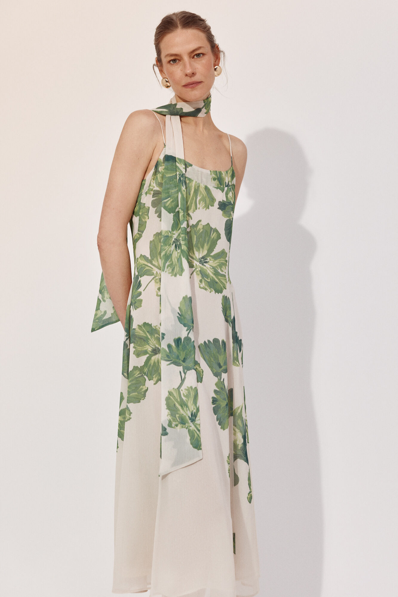 Cortefiel Vestido largo estampado posicional