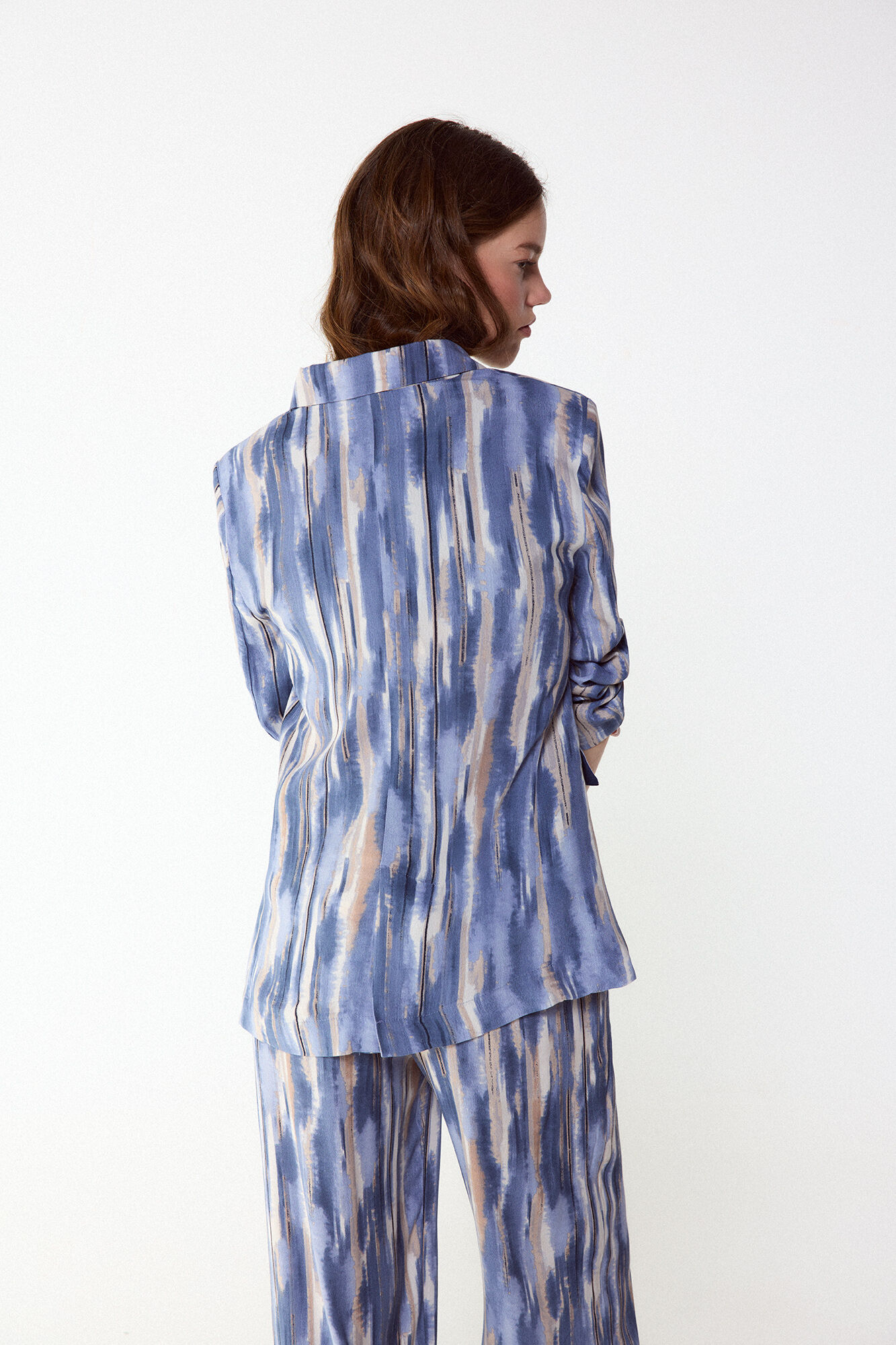 Slowlove Chamarra blazer estampada Estampado azul