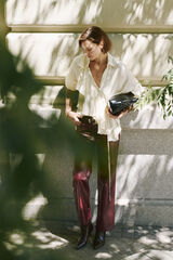 Cortefiel Camisa de manga larga con volante Blanco